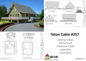 #h257 1000 Sq Ft Cabin Plans | $9 Plans